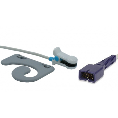 Czujnik SpO2 typu Nellcor Oximax, klips na ucho dla dorosłych, wtyk 9 pin, kabel 1m
