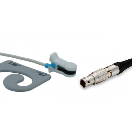 Czujnik SpO2 typu Criticare, klips na ucho dla dorosłych, wtyk 5 pin, kabel 3m
