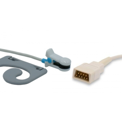 Czujnik SpO2 typu BCI, klips na ucho dla dorosłych, wtyk 9 pin, kabel 3m