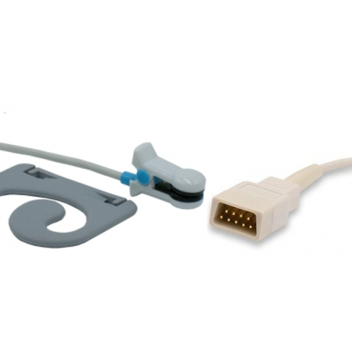 Czujnik SpO2 typu Datex Ohmeda, klips na ucho dla dorosłych, wtyk 9 pin, kabel 1m