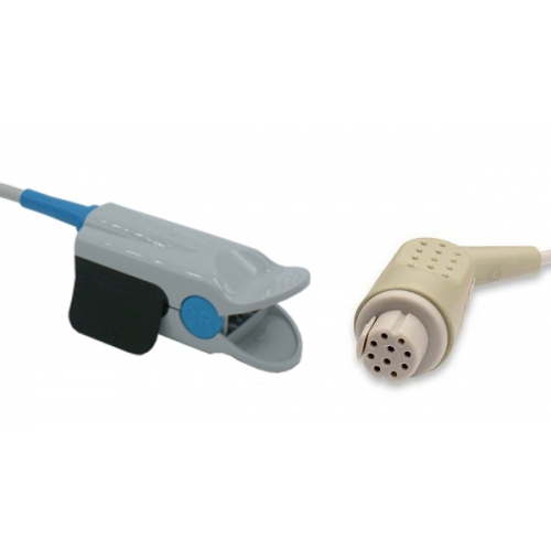 Czujnik SpO2 typu Datex Ohmeda, klips plastikowy dla dorosłych, wtyk 10 pin, kabel 3m