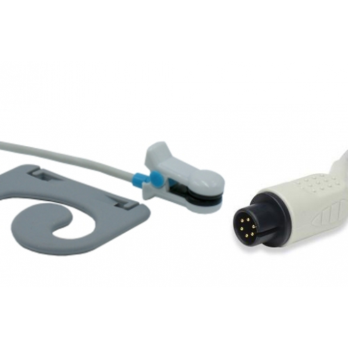 Czujnik SpO2 typu Bionet, klips na ucho dla dorosłych, wtyk 6 pin, kabel 3m