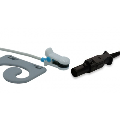 Czujnik SpO2 typu Baxter Simed, klips na ucho dla dorosłych, wtyk 7 pin, kabel 3m