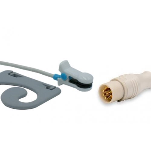 Czujnik SpO2 typu Schiller, klips na ucho dla dorosłych, wtyk 8 pin, kabel 3m