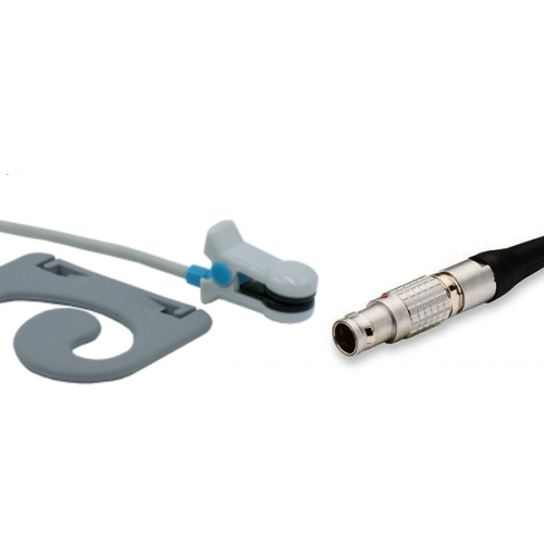 Czujnik SpO2 typu Criticare, klips na ucho dla dorosłych, wtyk 5 pin Lemo, kabel 3m