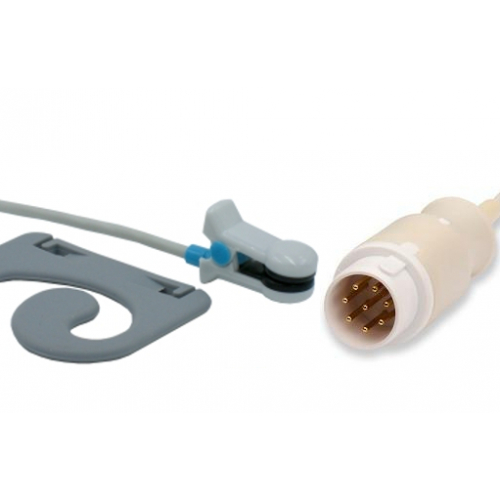 Czujnik SpO2 typu MEK, klips na ucho dla dorosłych, wtyk 8 pin, kabel 3m