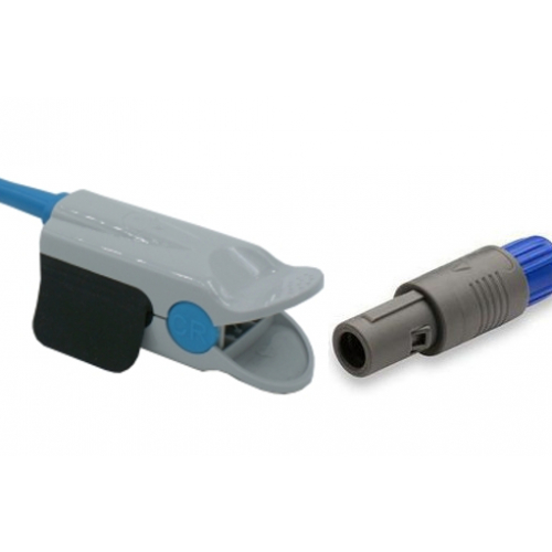 Czujnik SpO2 typu Biocare, klips plastikowy dla dorosłych, wtyk 5 pin, kabel 3m