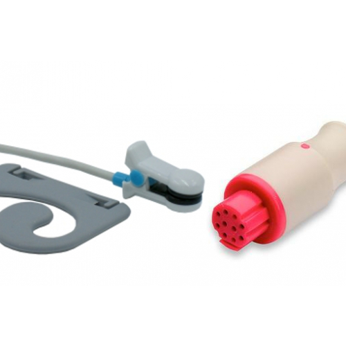 Czujnik SpO2 typu Artema S&W, klips na ucho dla dorosłych, wtyk 10 pin, kabel 3m